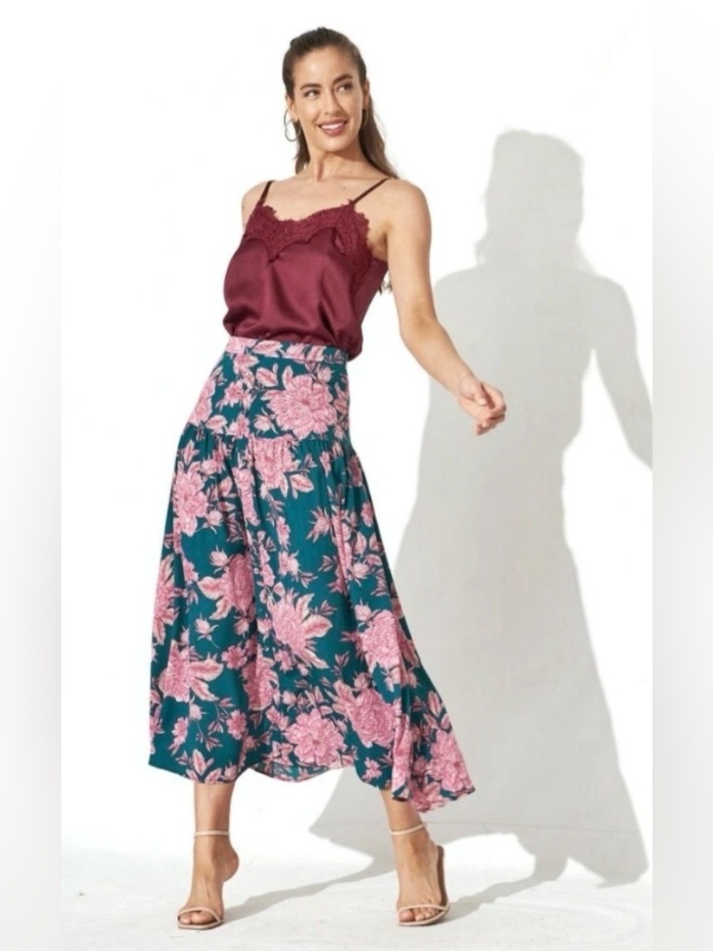 Abel The Label X Anthro Cottagecore Bonnie Midi Skirt Soft Girl Feminine Size S